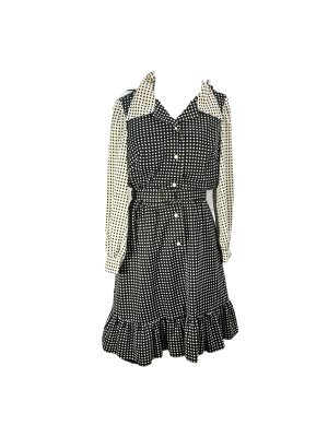 Black/White Polka Dot Long Sleeve Dress -Rental
