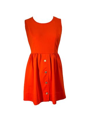 Short Red Dress with Silver Buttons -Rental