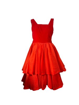 Red Velvet & Organza Dress -Rental