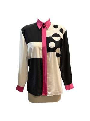 Black + White Color Block Shirt -Rental