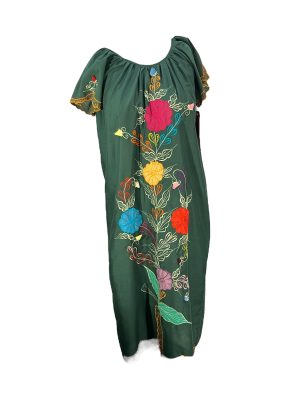 Green Embroidered Floral Dress -Rental