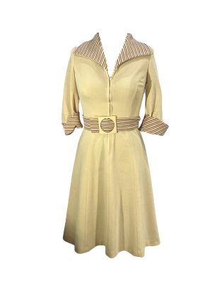 Cream Zip-up Dress -Rental