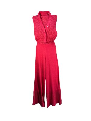 Hot Pink Knit Jumpsuit -Rental