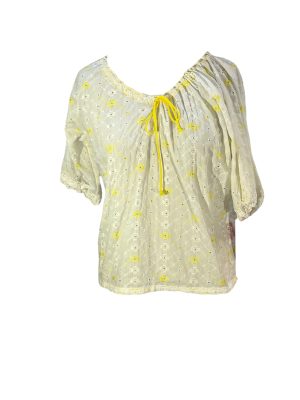 White and Yellow Eyelet Blouse -Rental