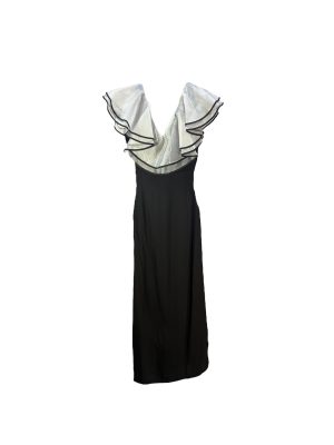 Black Dress with White Ruffle Neckline-Rental