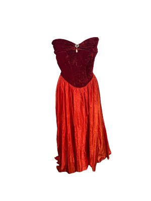 Red Velvet and Satin Dress -Rental