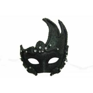 Black Venetian Horn Mask