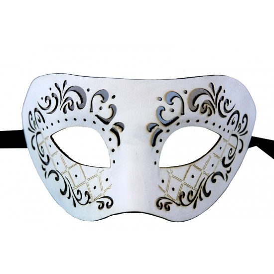 White Leather Like Swirl Cutout Mask