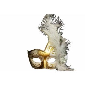 White and Gold Feathered Swan Mask