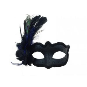 Black and Blue Feather Mask