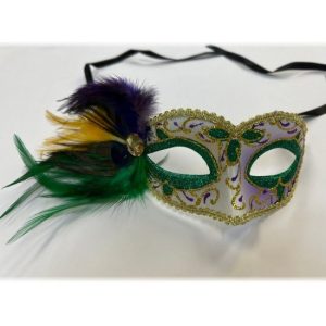 White Mardi Gras Feather Mask