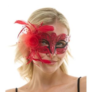 Red Fascinator Mask