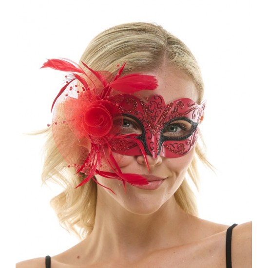 Red Fascinator Mask