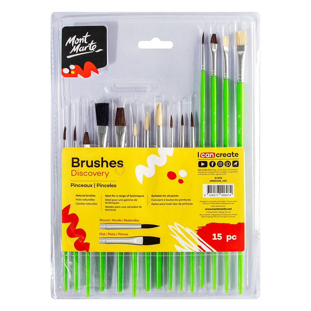 Mont Marte Paint Brush Set - 15pcs