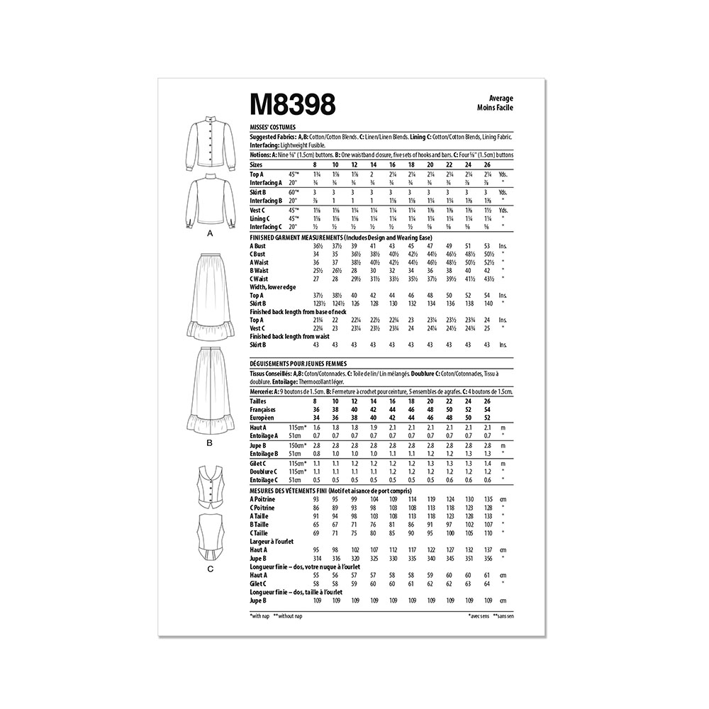 McCALL's M8398 Misses' Costumes