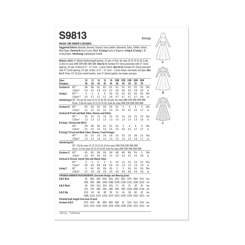 SIMPLICITY S9813 Misses And Women’s Costume