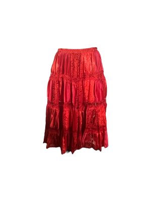 Red Patchwork Peasant Skirt -Rental