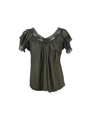 Black Lace Trimmed Blouse -Rental