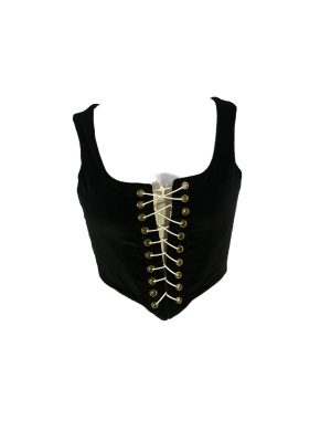 Black Velvet Lace-up Vest -Rental