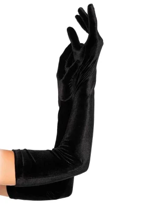 Black Velvet Opera Length Gloves